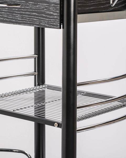 Wooden Trolley With Metal Frame, Black