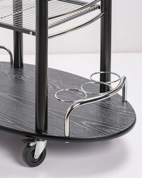 Wooden Trolley With Metal Frame, Black