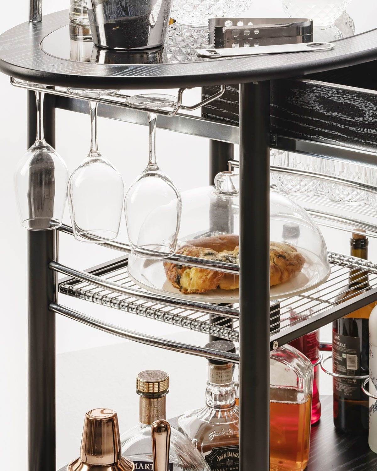 Wooden Trolley With Metal Frame, Black