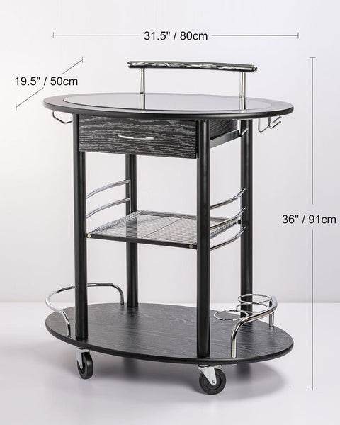 Wooden Trolley With Metal Frame, Black