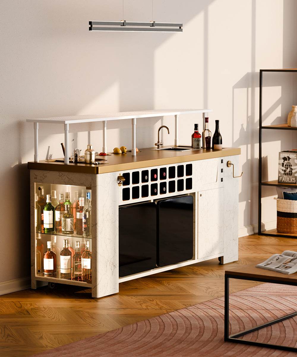 Double Model X Home Bar,  Satvario Marble Finish