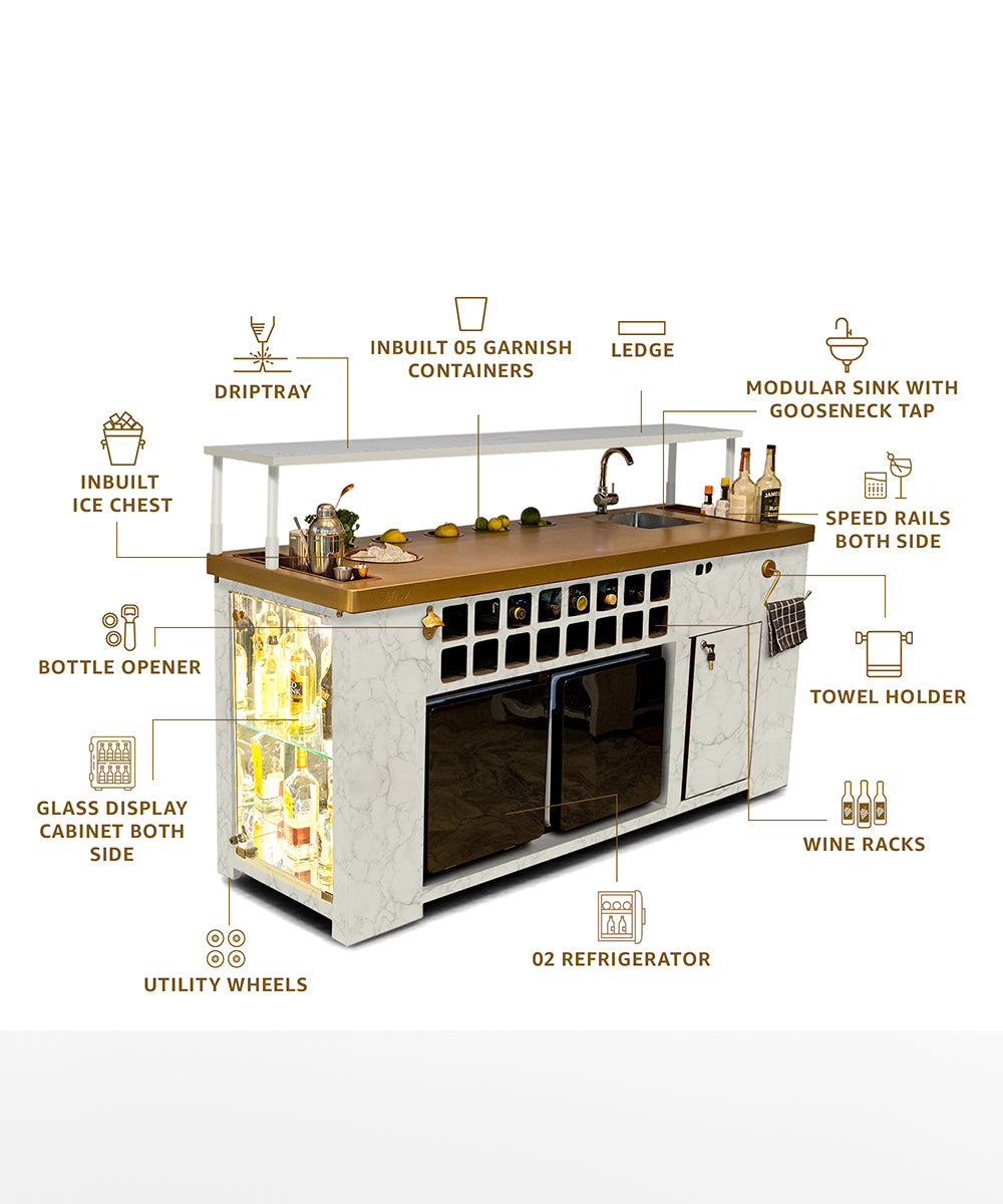 Double Model X Home Bar, Satvario Marble Finish