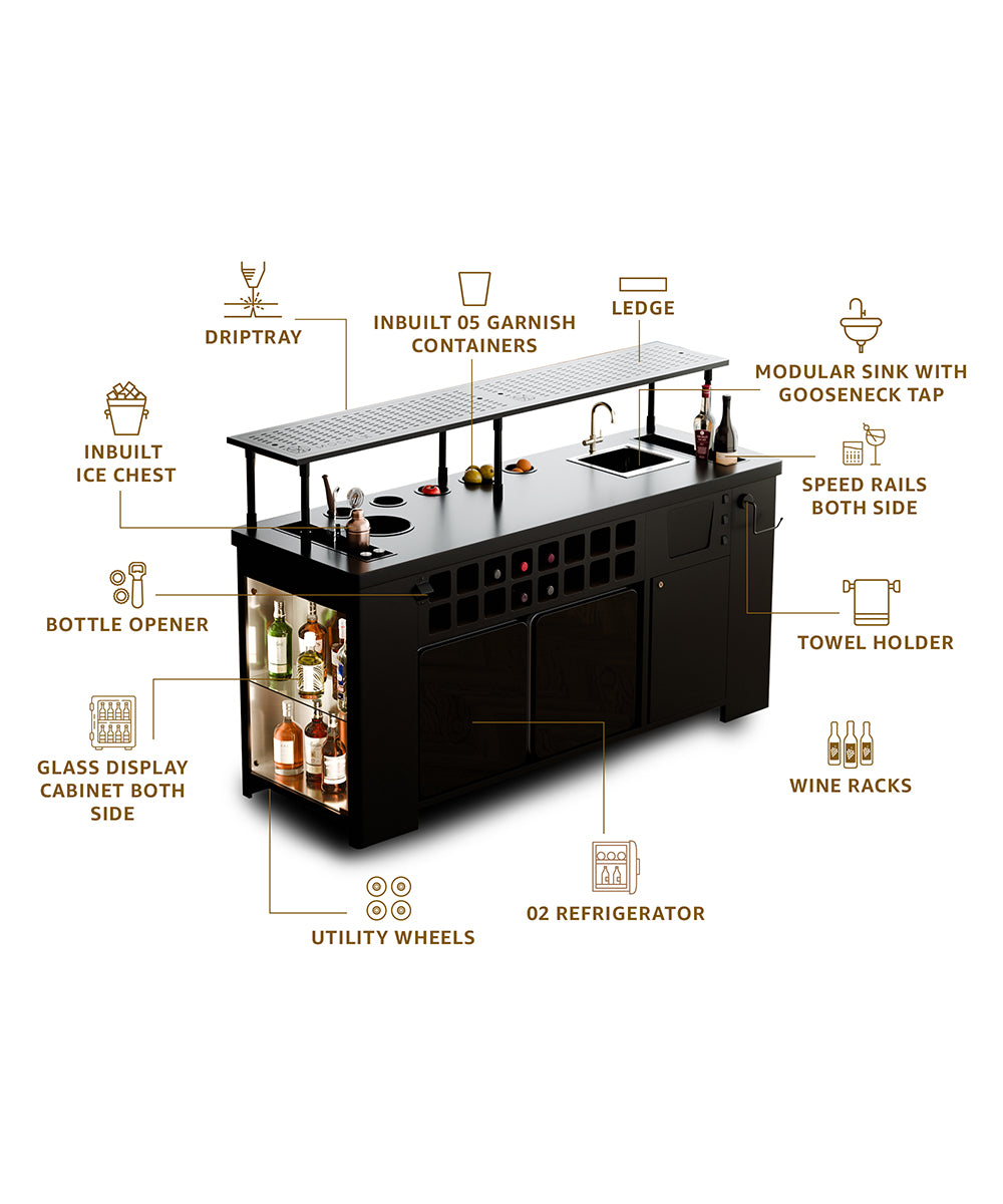 Double Model X Home Bar, Matt Black Finish
