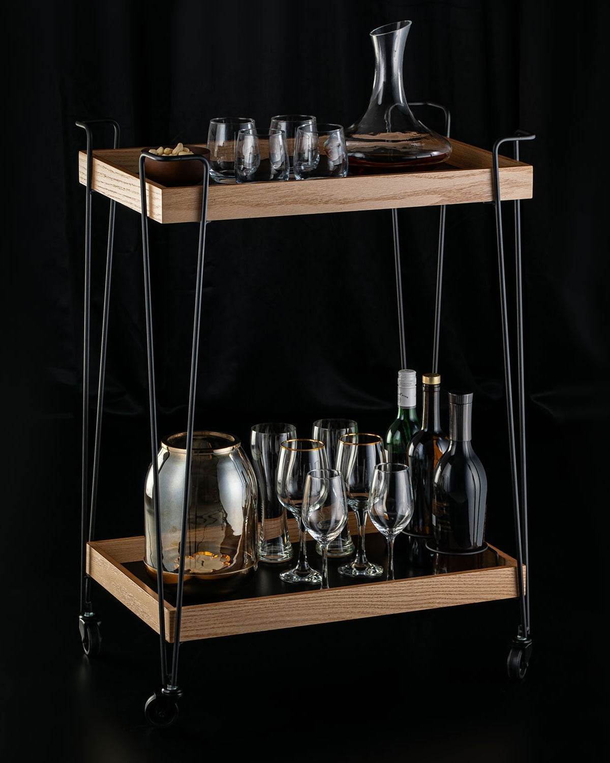 Classic Oakwood Serving Cart