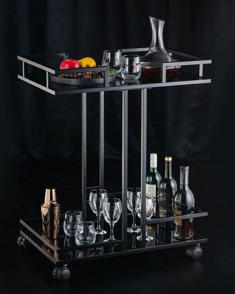 Gilded Glass Trolley With Steel Framework