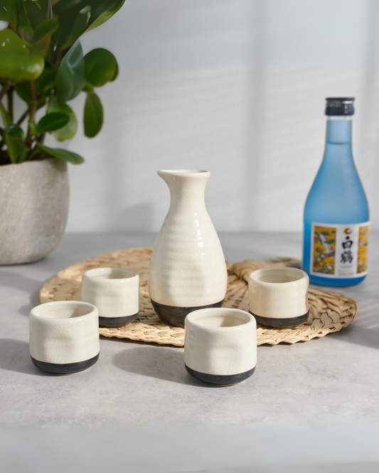 Fervor Ceramic Sake Set, White