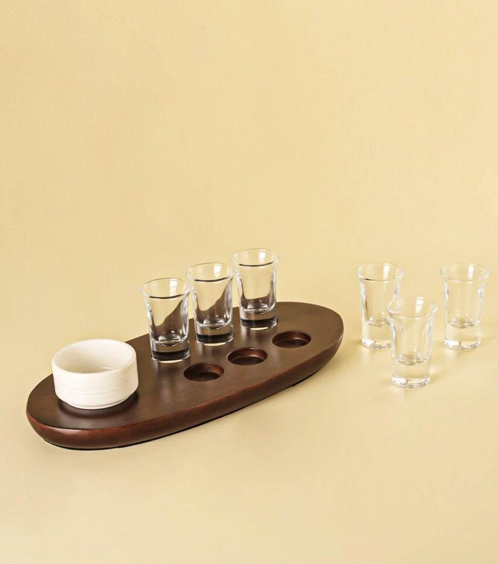 Walnut Shot Glass Set