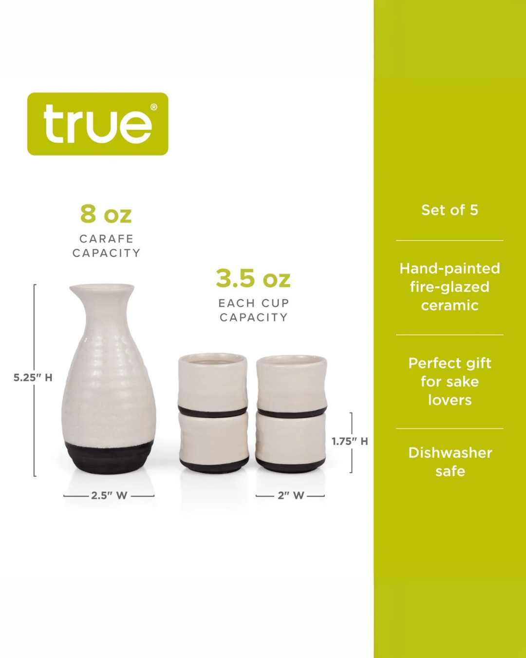 Fervor Ceramic Sake Set, White
