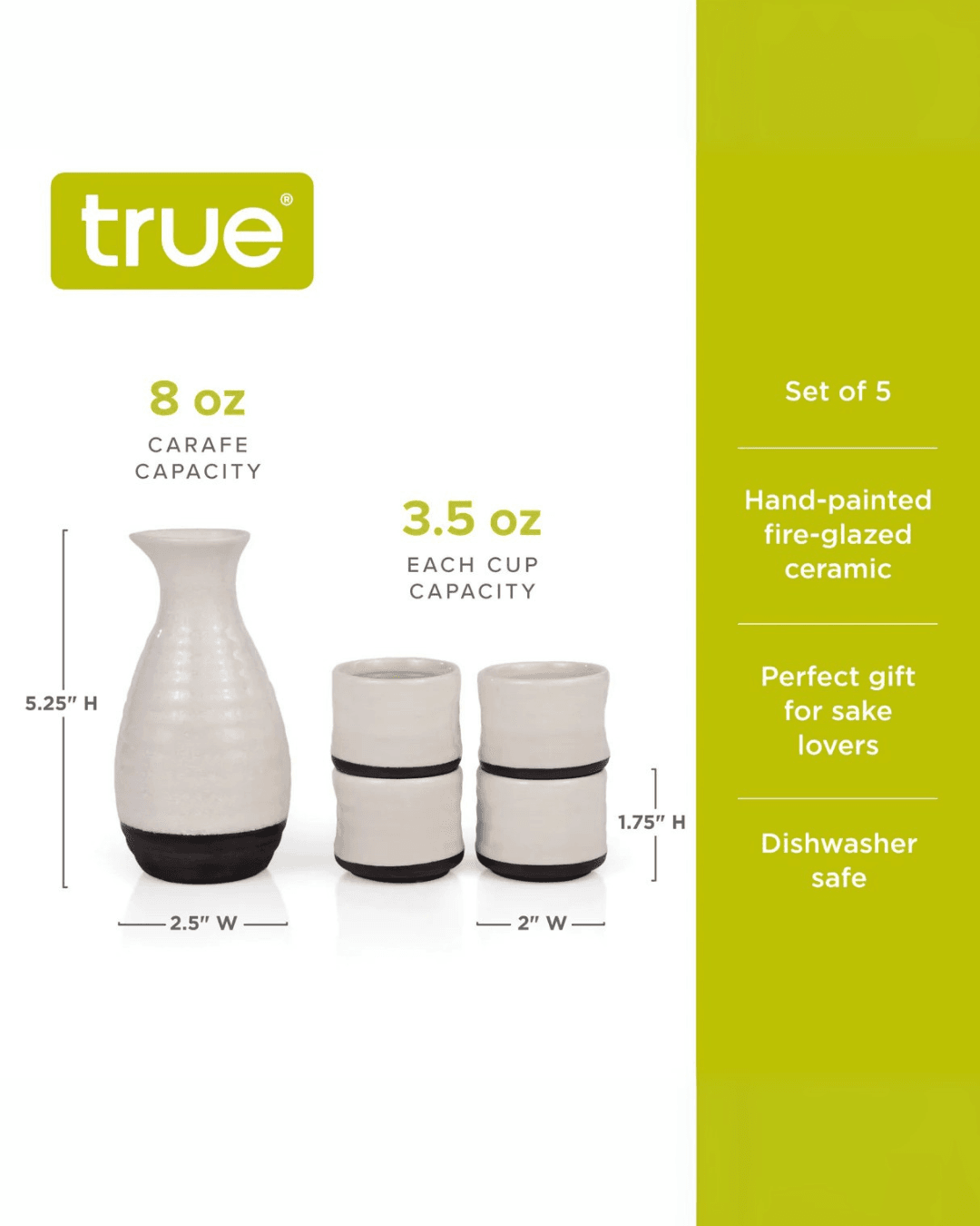 Fervor Ceramic Sake Set, White