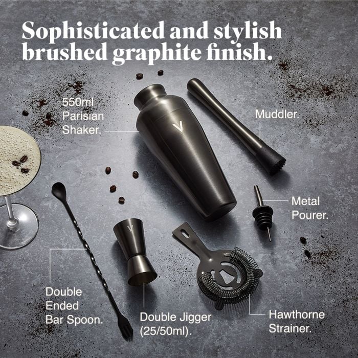 Parisian Cocktail Shaker Set, Graphite
