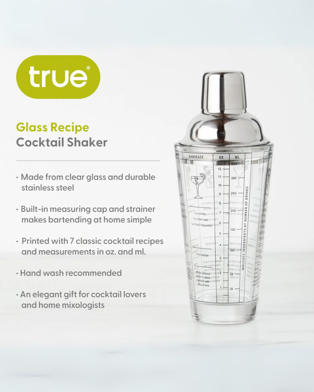 Glass Recipe Cocktail Shaker