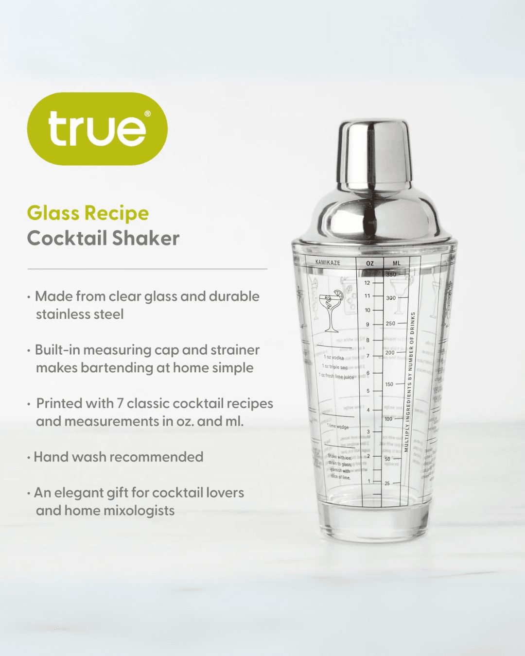 Glass Recipe Cocktail Shaker