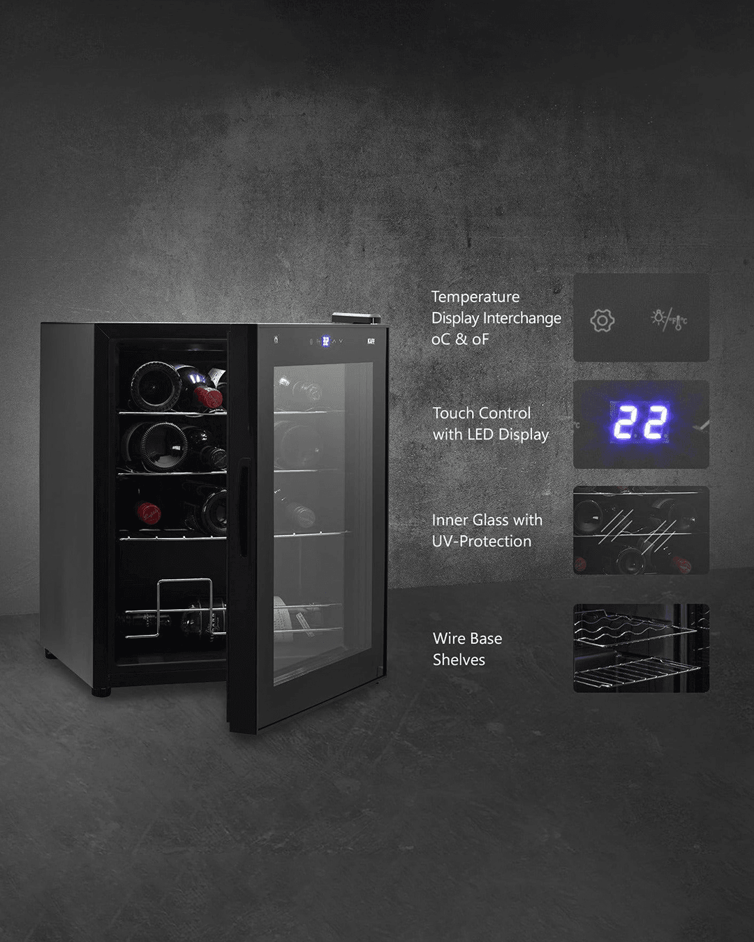 16 Bottle Single Temperature Zone Wine Cooler