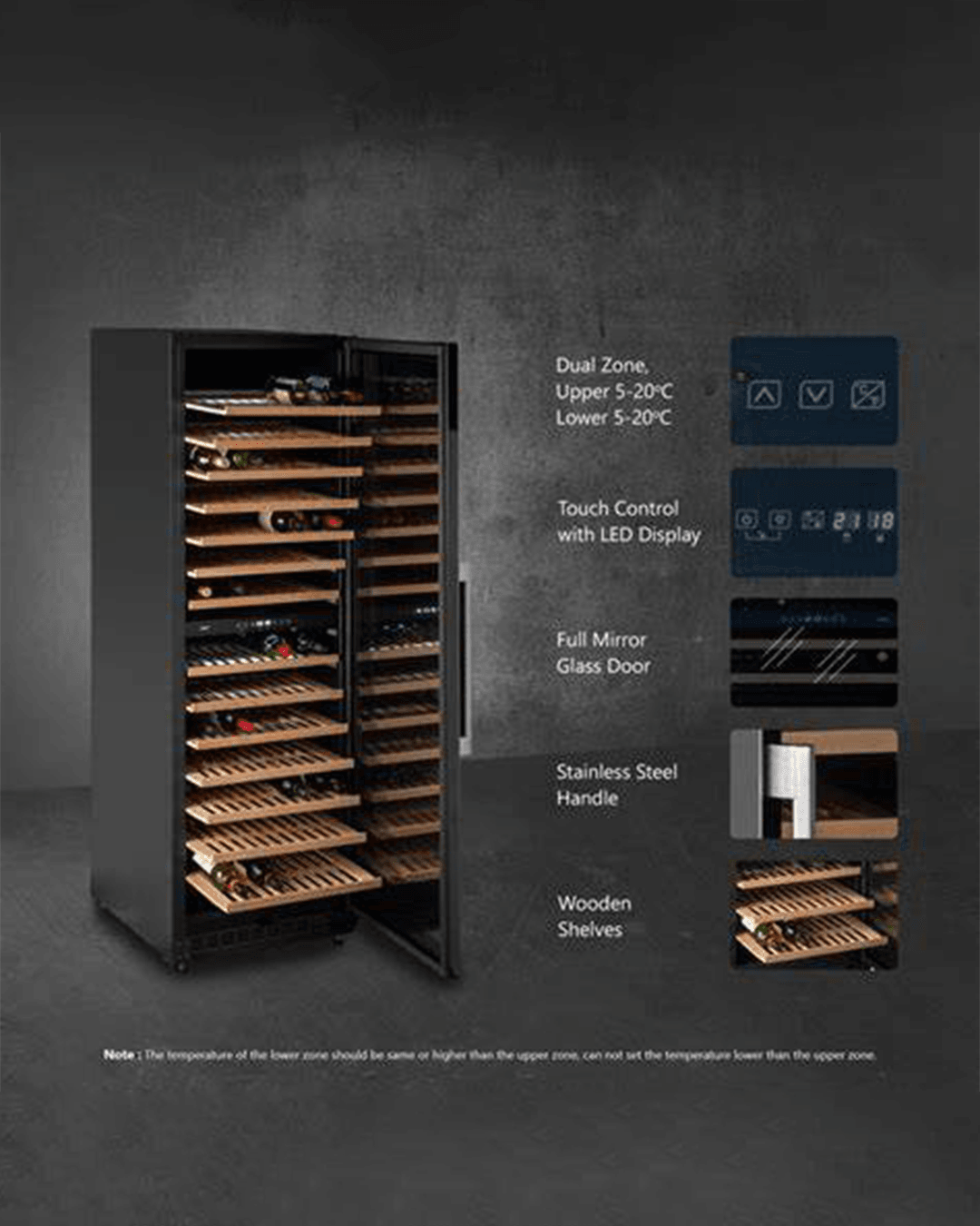 171 Bottle Dual Temperature Wine Cooler