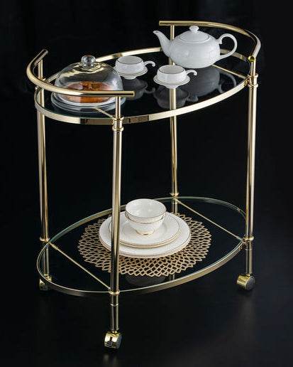 Clear Glass Cart with Gold Frame