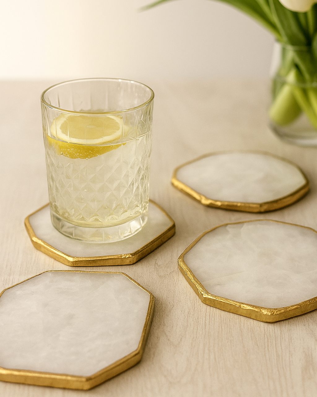Quartz Coasters, White