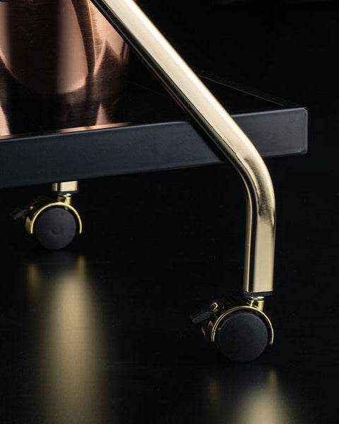 Elegant Black Glass trolley With Gold Steel Frame