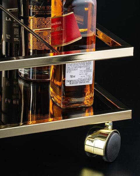 Opulent Glass Trolley with Gold Accents