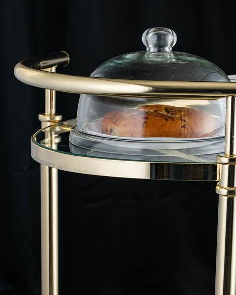 Clear Glass Cart with Gold Frame