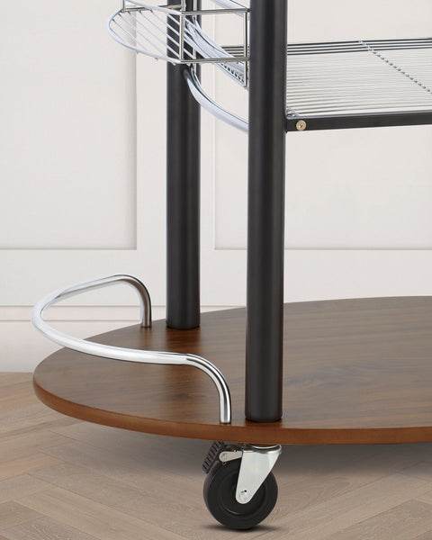 Wooden Trolley With Metal Frame, Walnut
