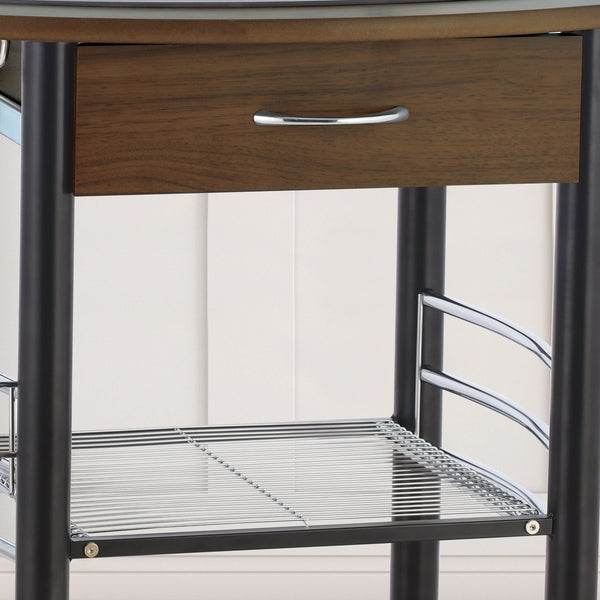 Wooden Trolley With Metal Frame, Walnut