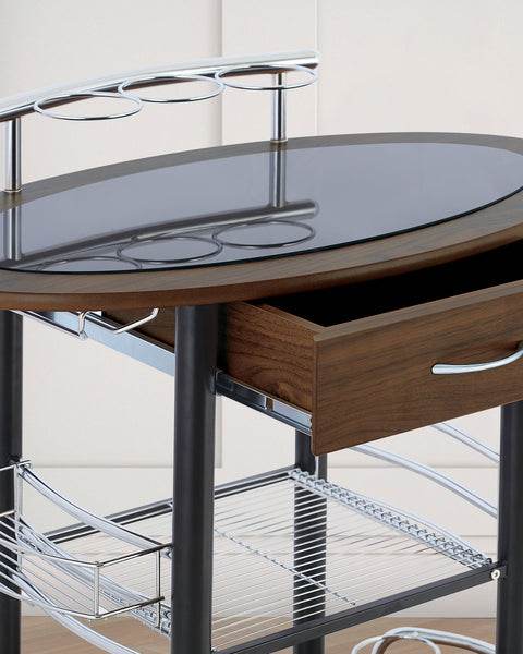 Wooden Trolley With Metal Frame, Walnut