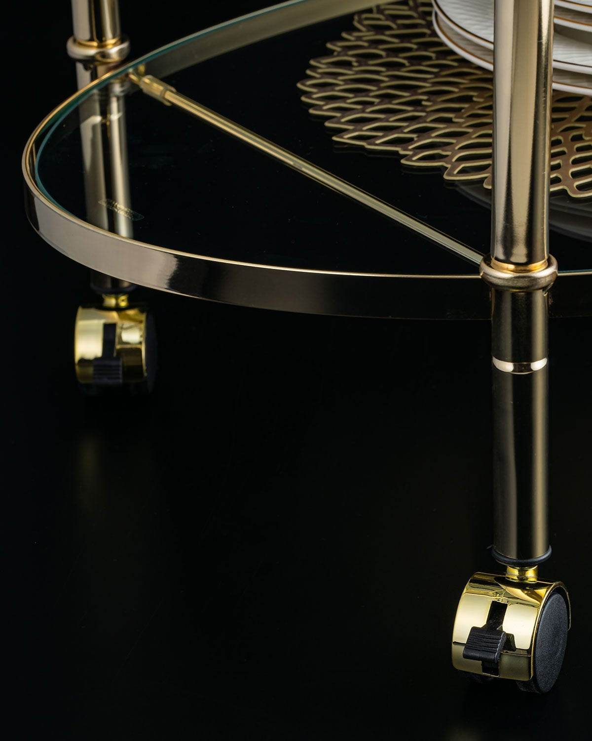 Clear Glass Cart with Gold Frame