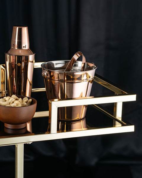 Opulent Glass Trolley with Gold Accents