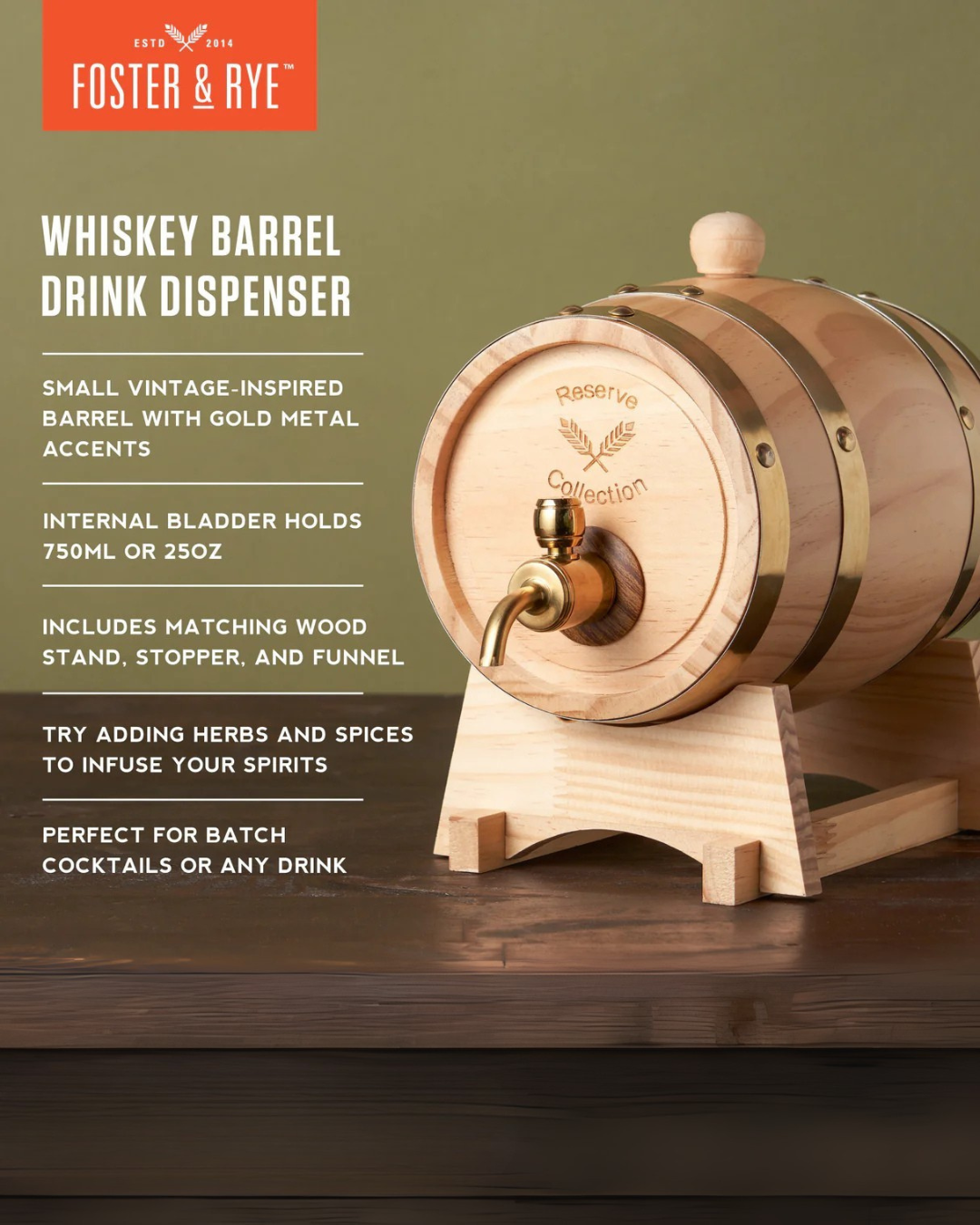 Whisky Barrel Drink Dispenser