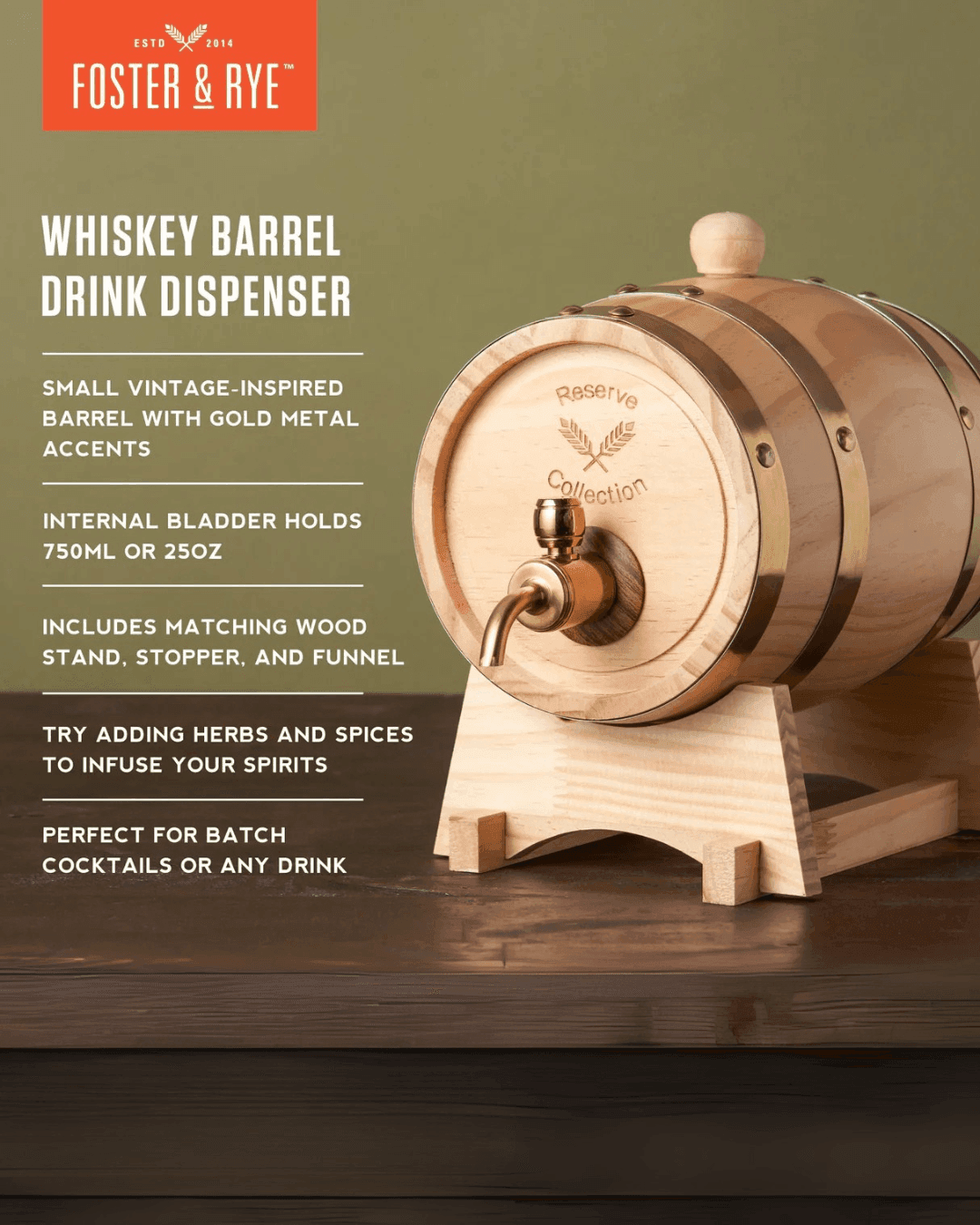 Whisky Barrel Drink Dispenser