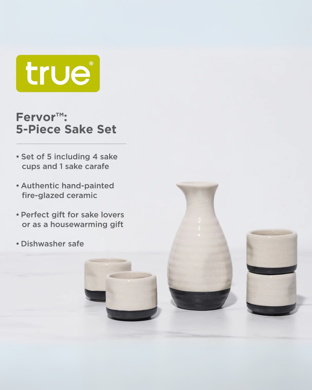 Fervor Ceramic Sake Set, White