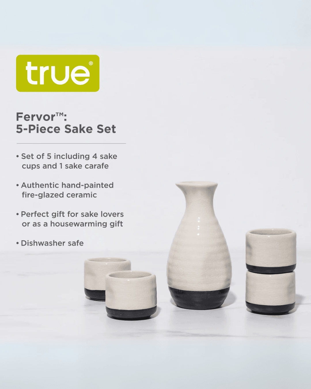 Fervor Ceramic Sake Set, White