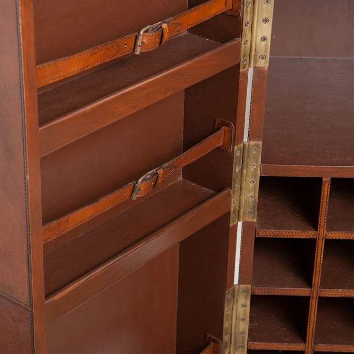 Shop Gold leaf's Leather Bar Cabinet (Brown) from TBC