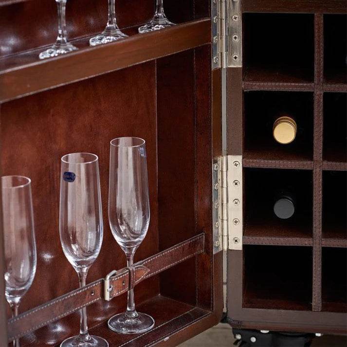 Shop Gold leaf's Leather Bar Cabinet