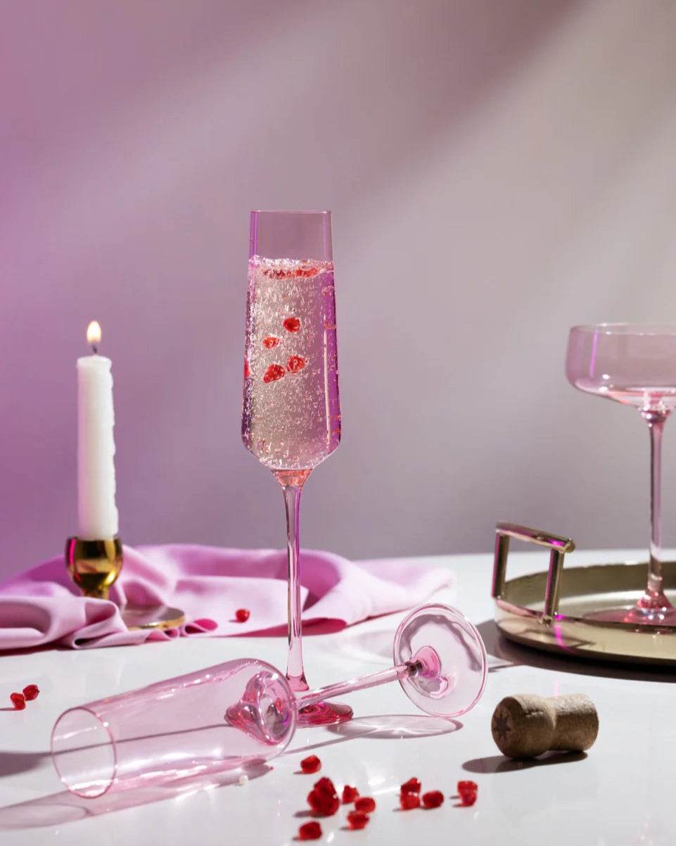 Peonies Pink Champagne Flute