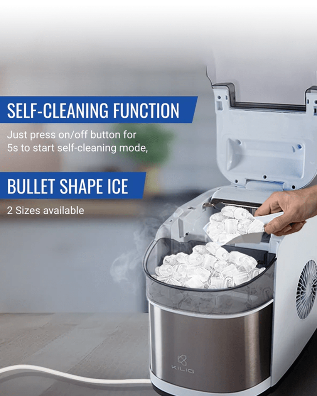 C02W Countertop Ice Machine, White