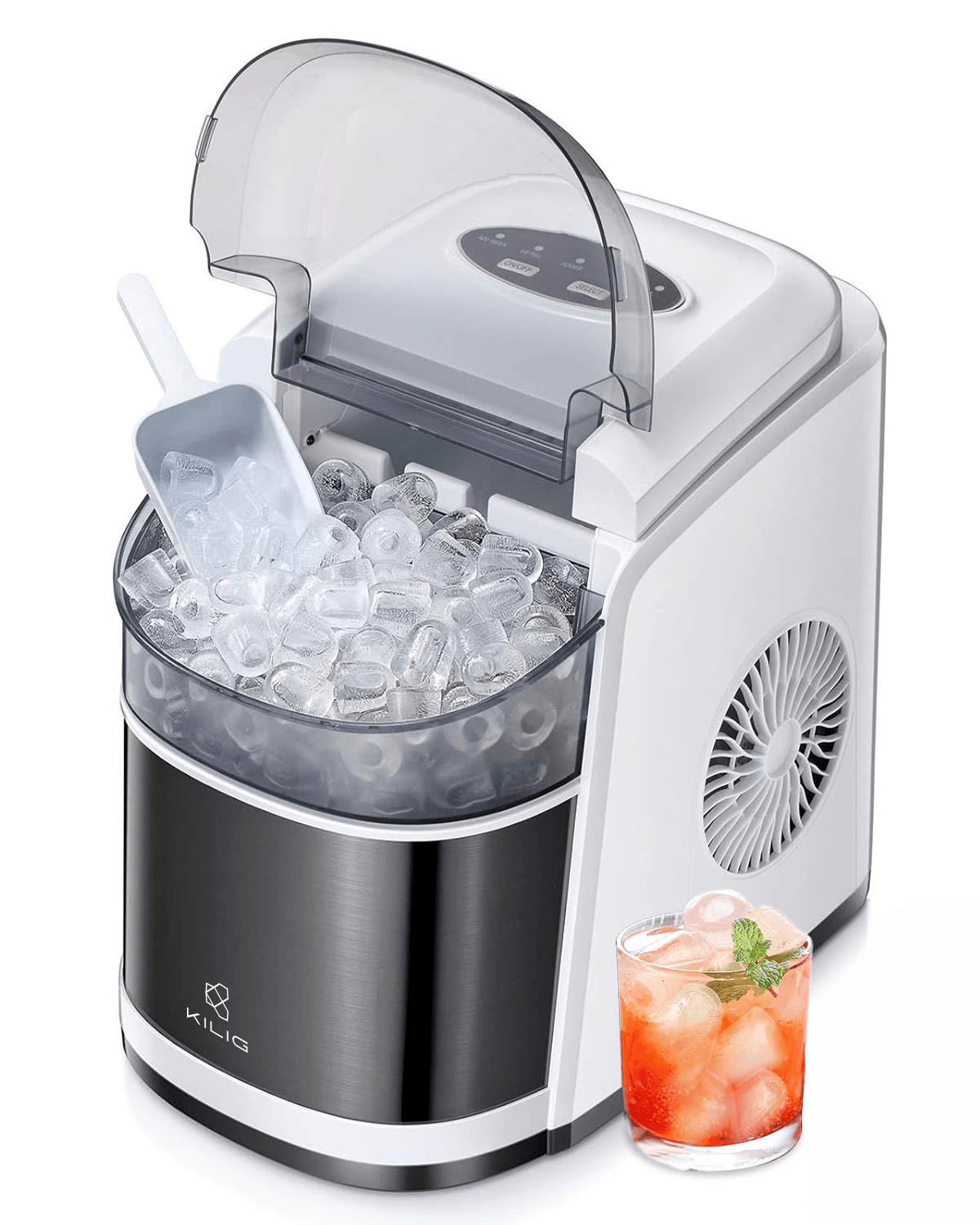 C02W Countertop Ice Machine, White