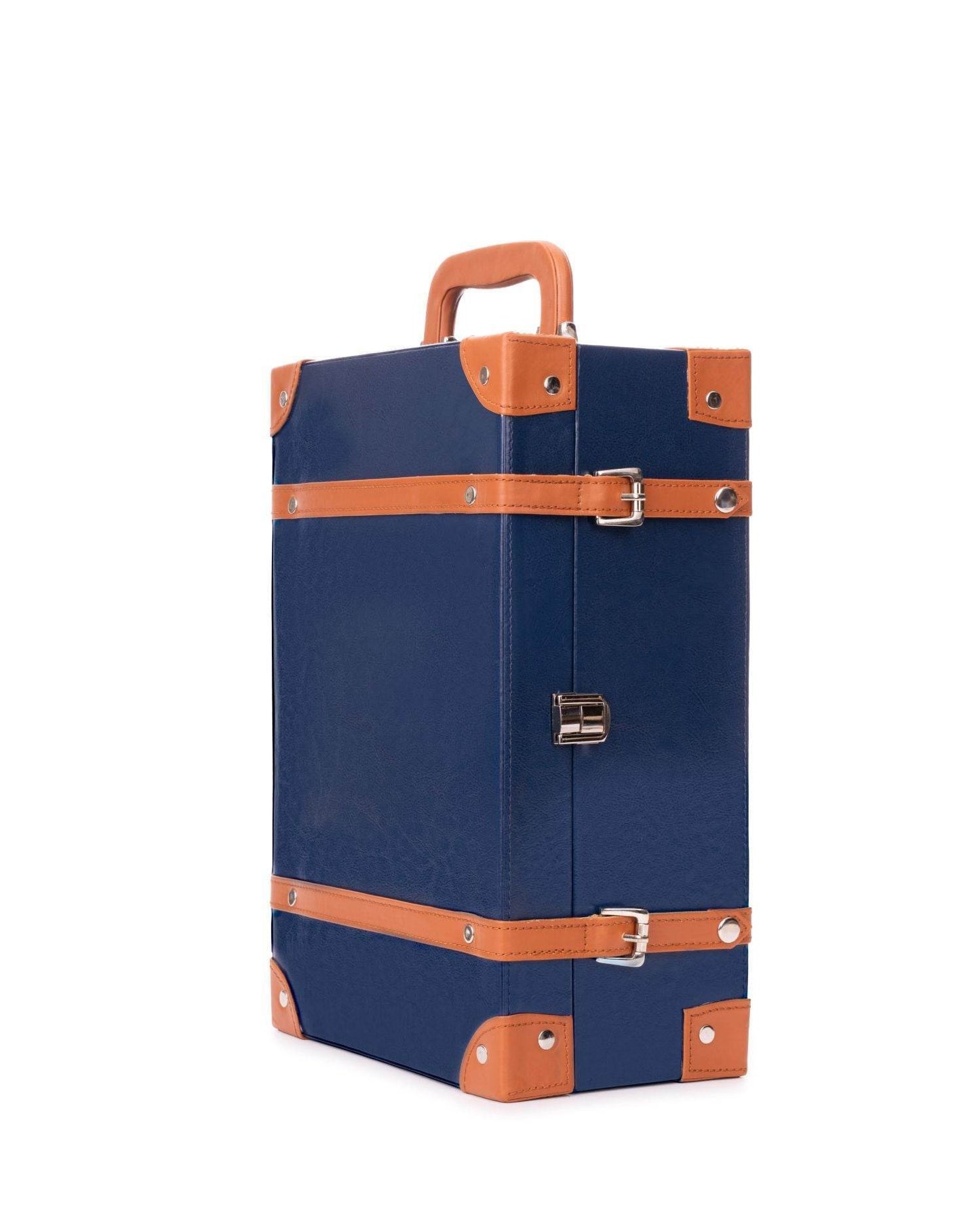 3 Glass Portable Bar Set, Blue & Tan