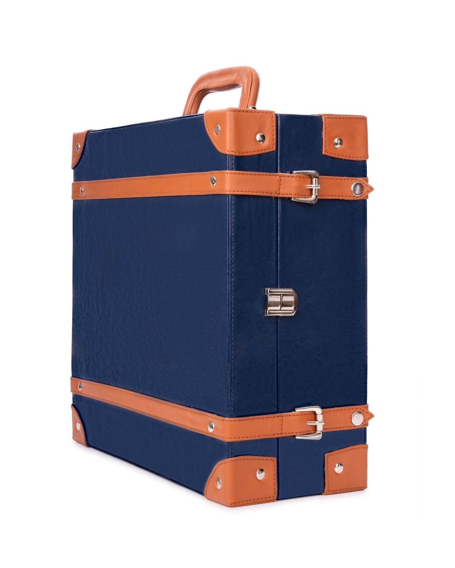 6 Glass Portable Bar Set, Blue & Tan