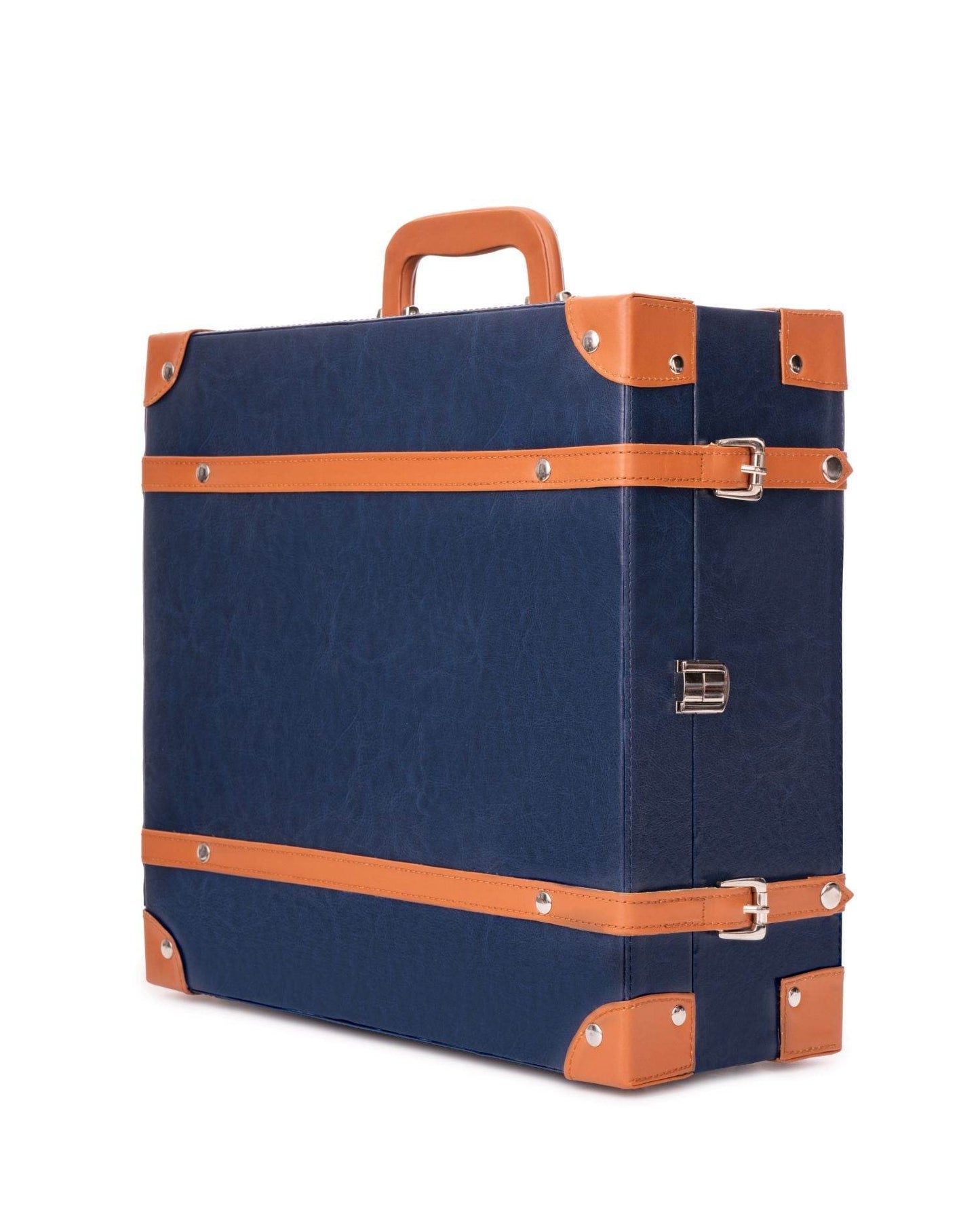 4 Glass Portable Bar Set, Blue & Tan