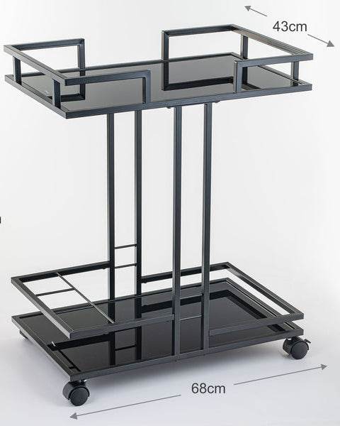 Gilded Glass Trolley With Steel Framework