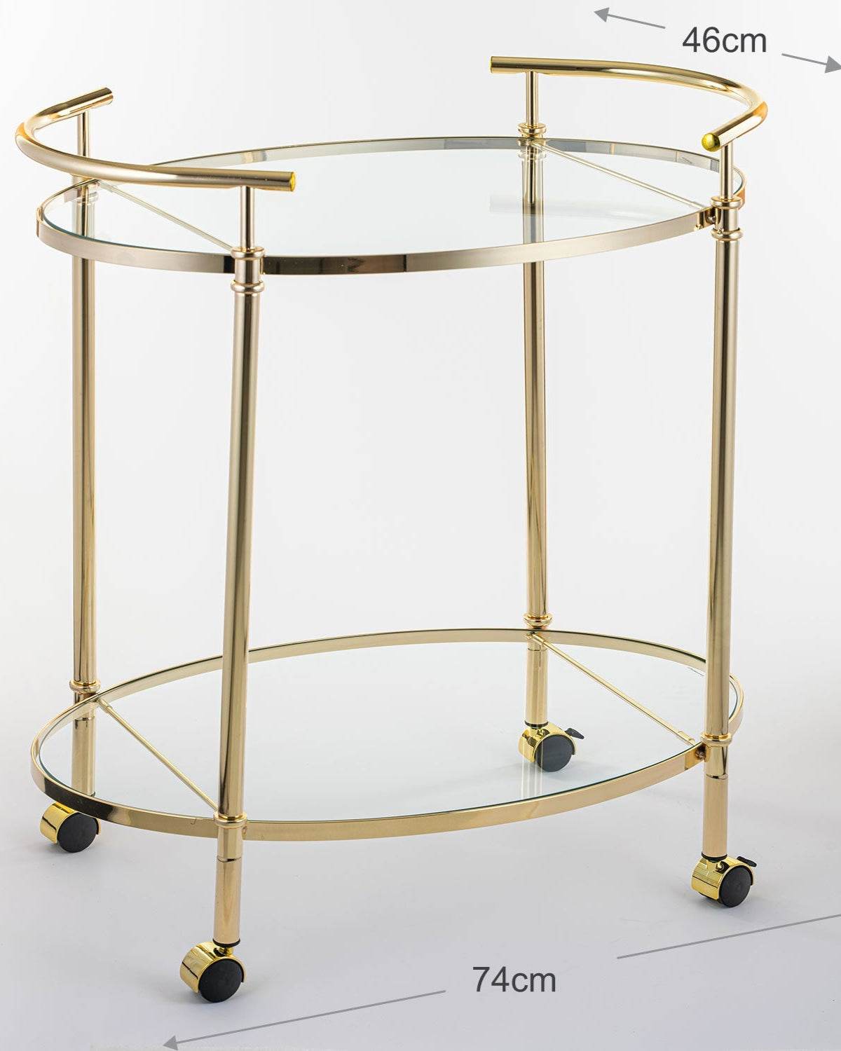 Clear Glass Cart with Gold Frame