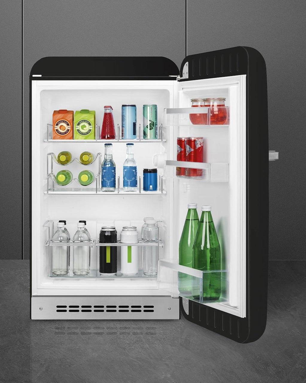 Happy Bar Refrigerator (Fab10H) – 50’s Style, Black