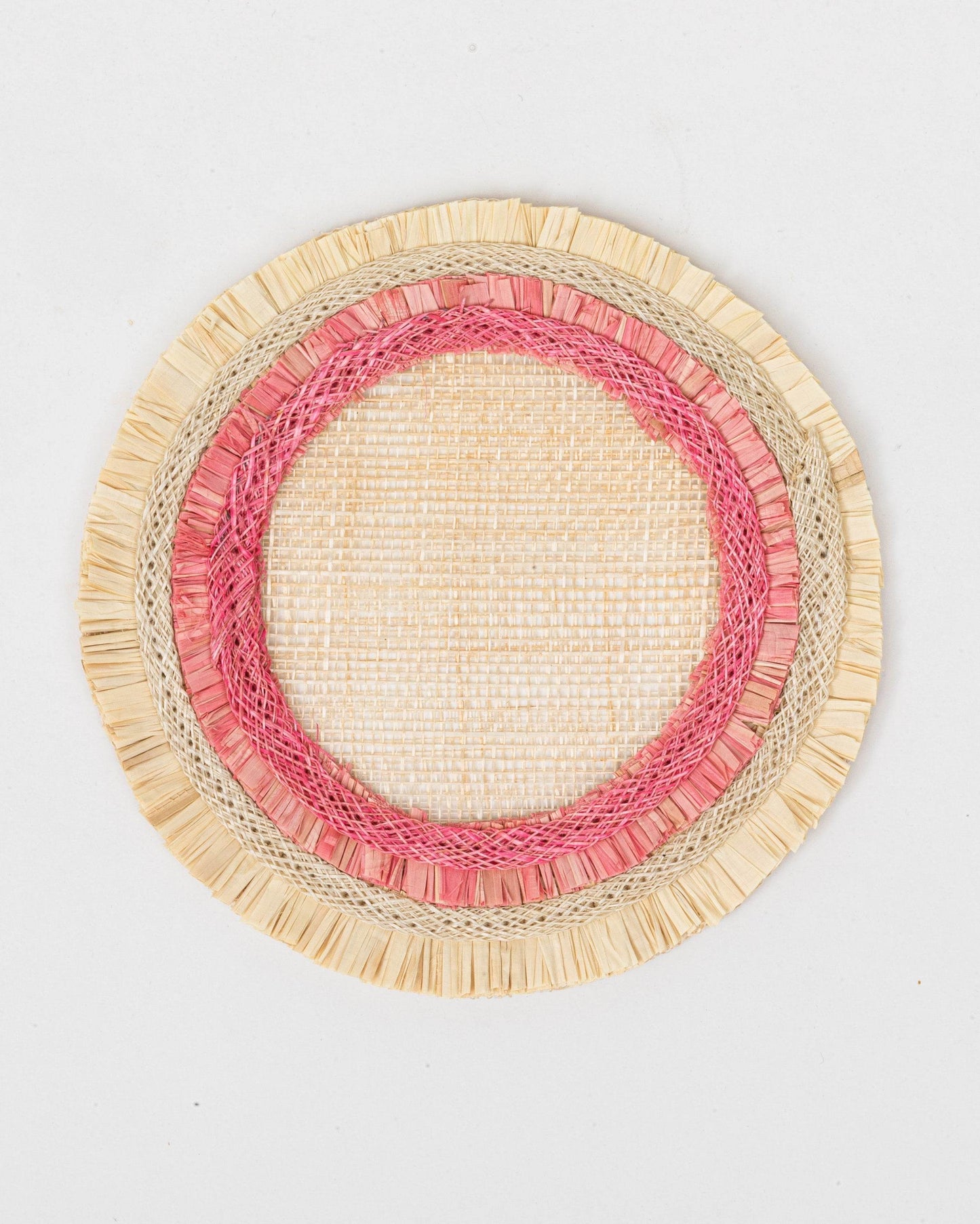 Ruffle Edge Straw Coasters, Pink