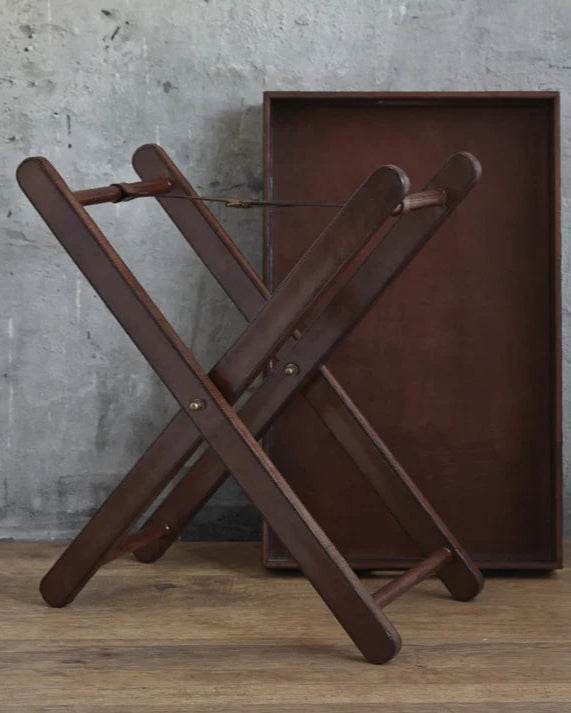 Gold Leaf's Leather Butler Table (Brown)