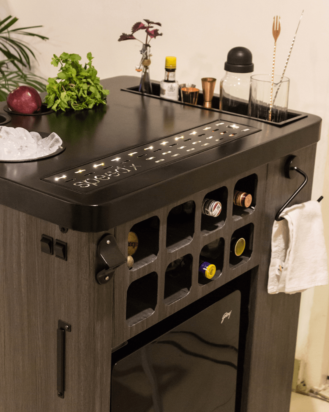 Model X Home Bar, Black Slate Wood Vinyl Finish