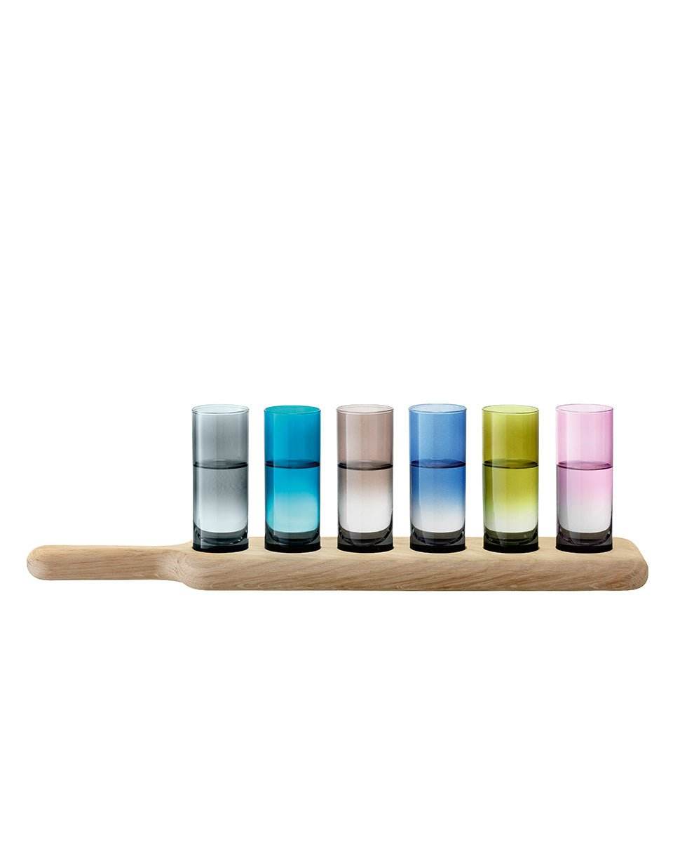 Oak Paddle and Shot Glass Set