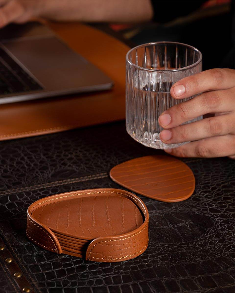 Sterling Abstract Coaster, Tan