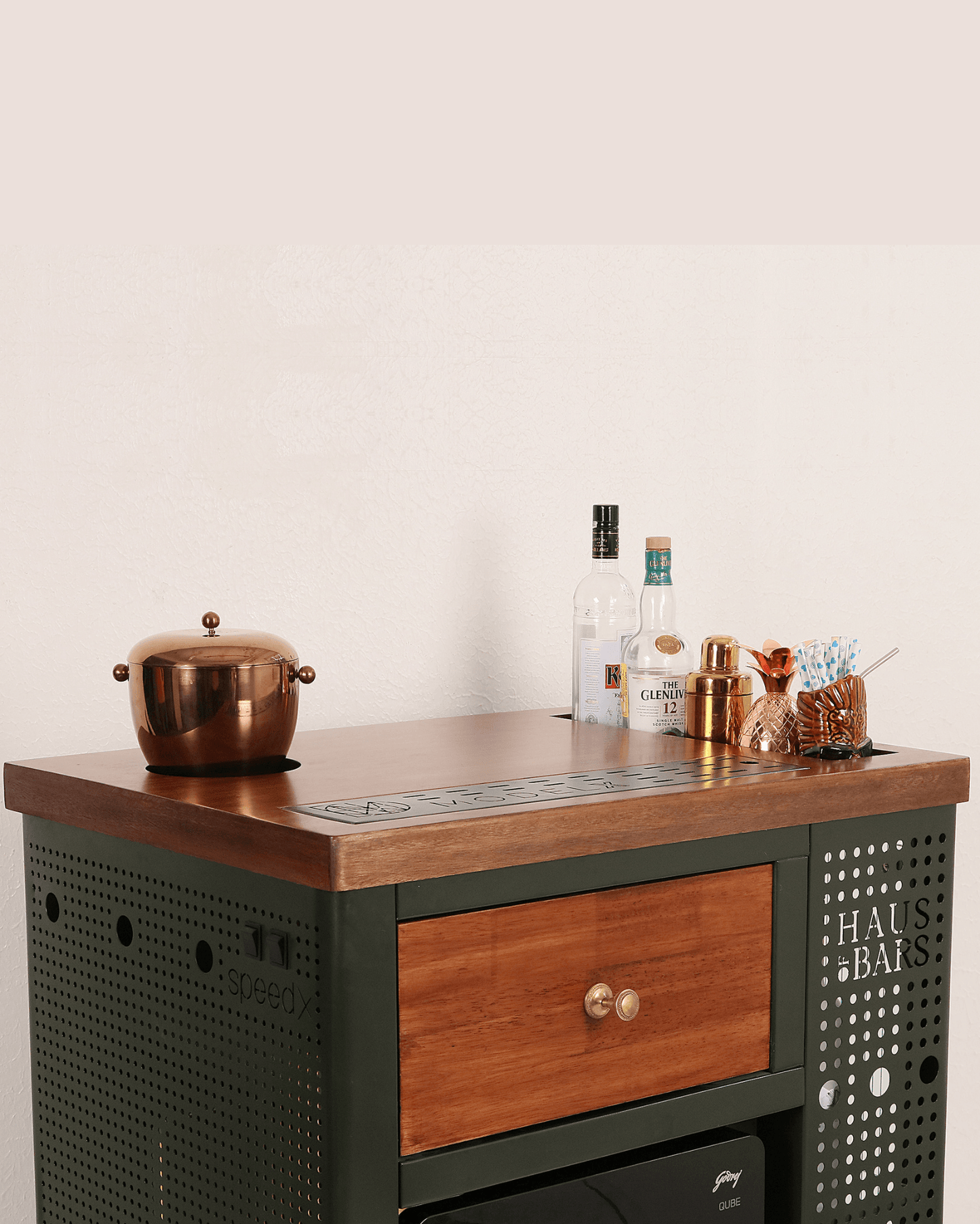 Model X - Wood & Metal Royal Green Bar
