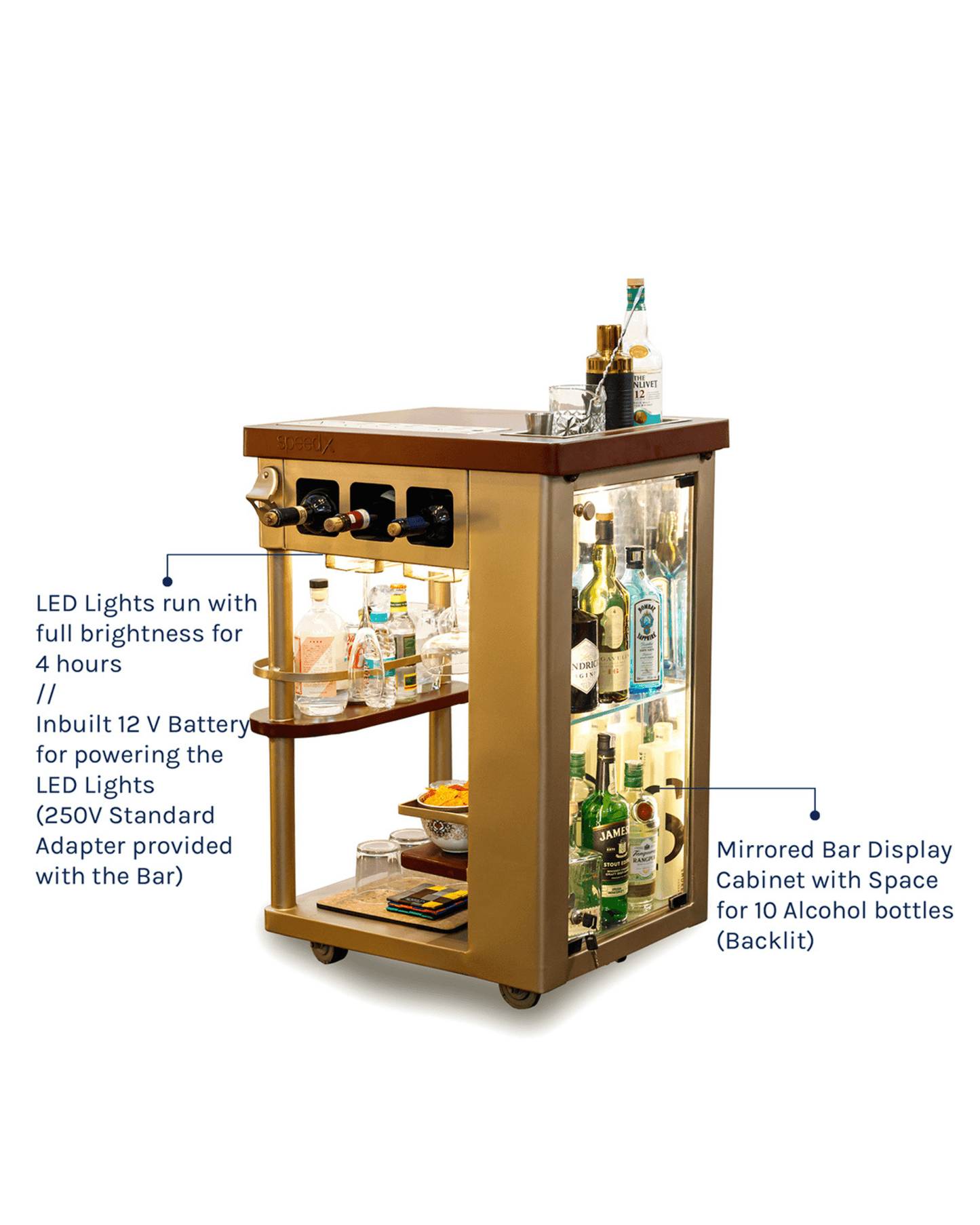 Model Y Bar Trolley, Gold Finish Metal Top Online
